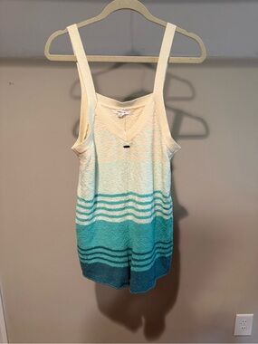 O'Neill Cream to Teal Striped Terry Romper